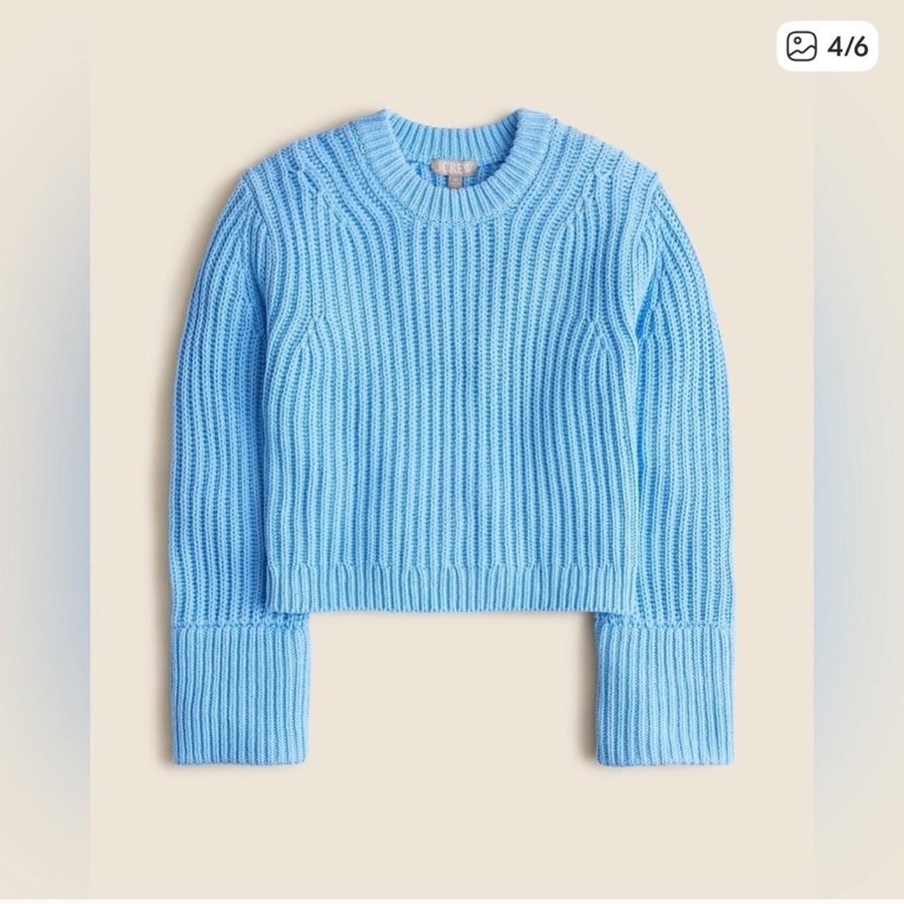 J. Crew Blue Ribbed Crew Neck Sweater - Picture 3 of 6